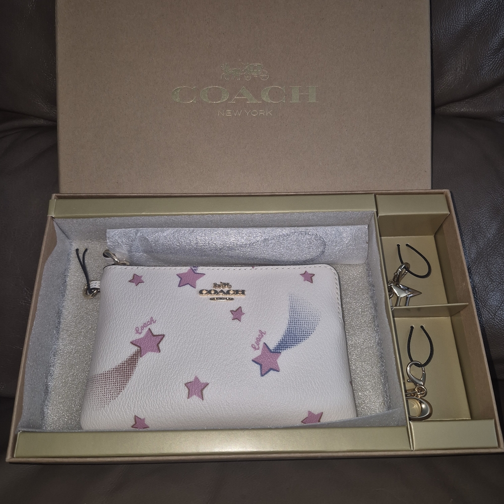 Coach Cream and Pink Wristlet With Charms - Picture 2 of 4